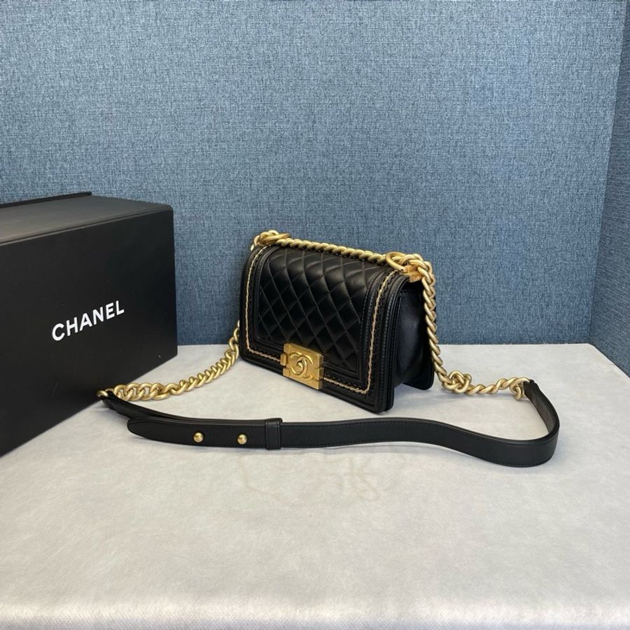 香奈兒CHANEL黑金小號Leboy單肩斜挎包-2