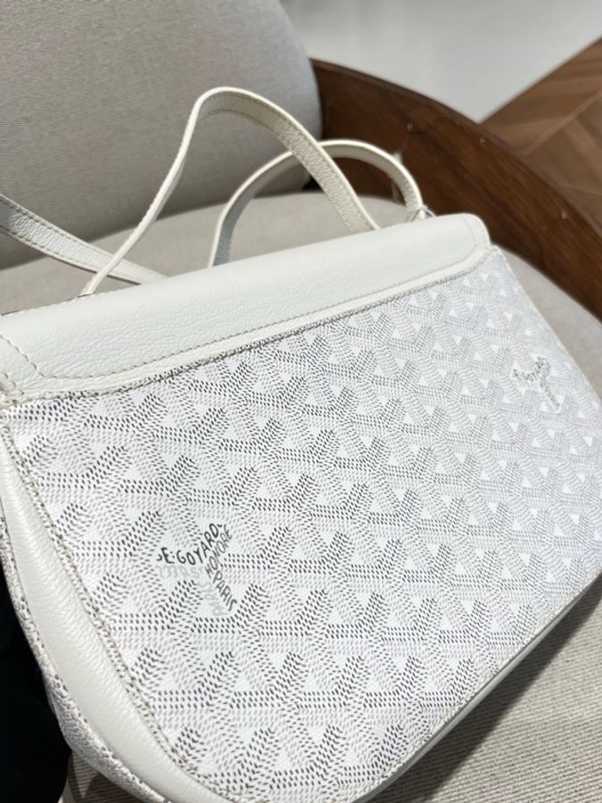 Goyard 戈雅白色帆布拼皮郵差包 尺寸17*8*25-7