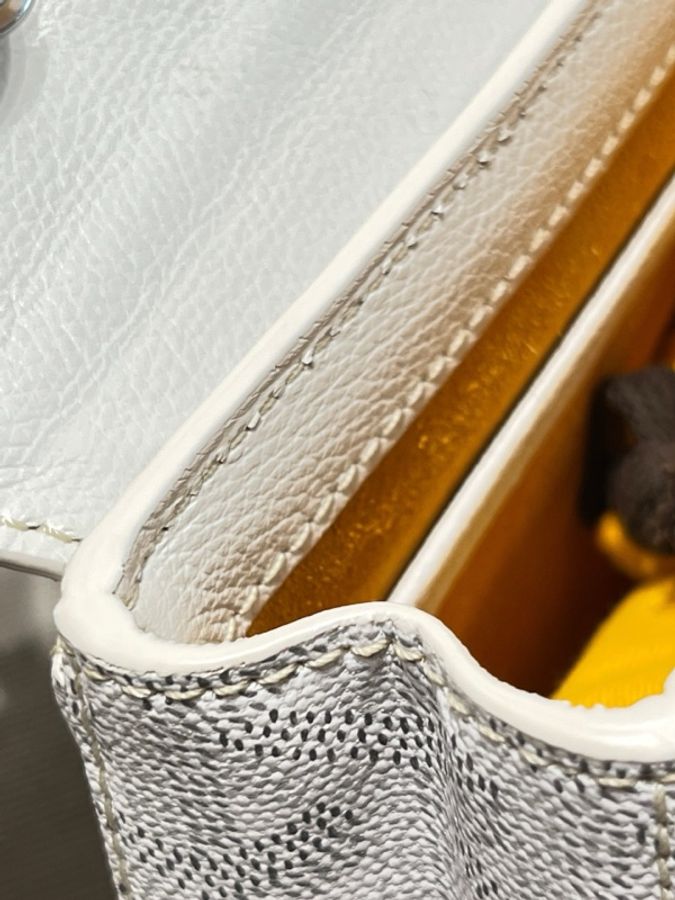 Goyard 戈雅白色帆布拼皮郵差包 尺寸17*8*25-13