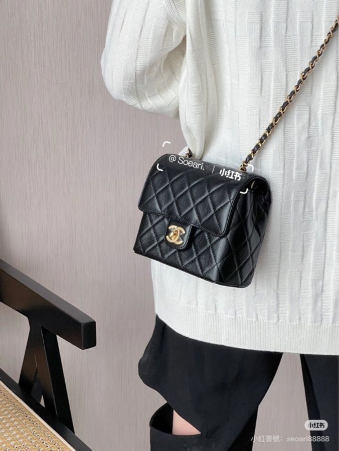 香奈兒Chanel 22k 山羊皮 復古方胖子黑金-0
