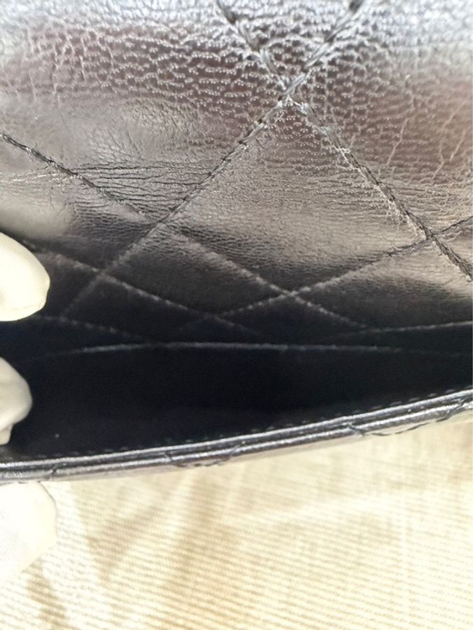 香奈兒Chanel 22k 山羊皮 復古方胖子黑金-17
