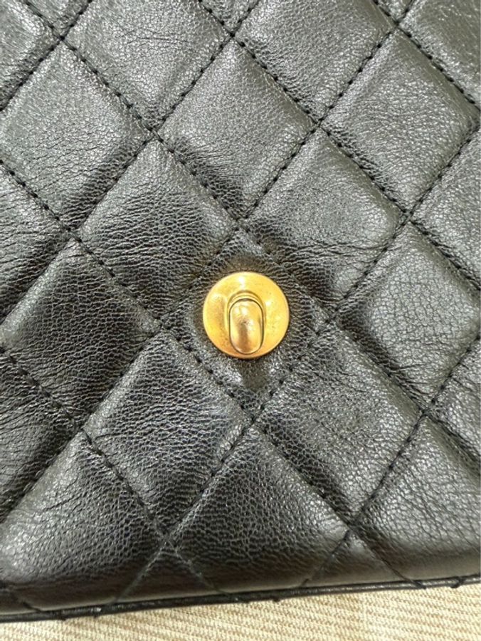 香奈兒Chanel 22k 山羊皮 復古方胖子黑金-20