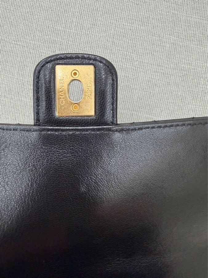 香奈兒Chanel 22k 山羊皮 復古方胖子黑金-21