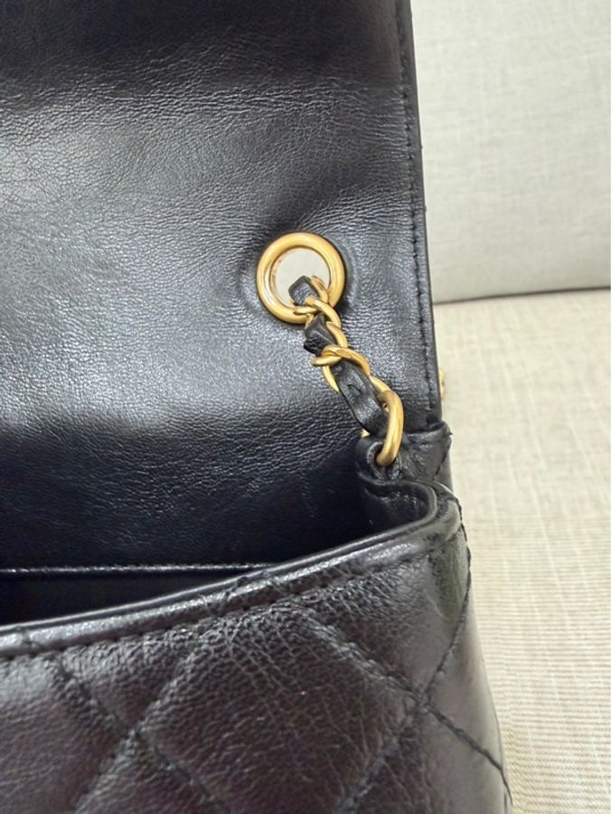 香奈兒Chanel 22k 山羊皮 復古方胖子黑金-22