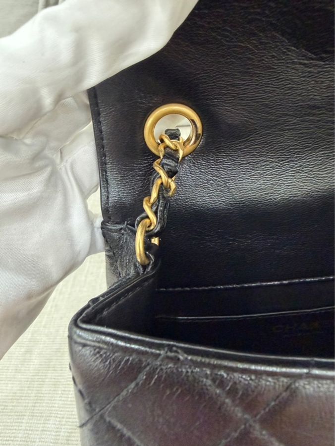香奈兒Chanel 22k 山羊皮 復古方胖子黑金-23