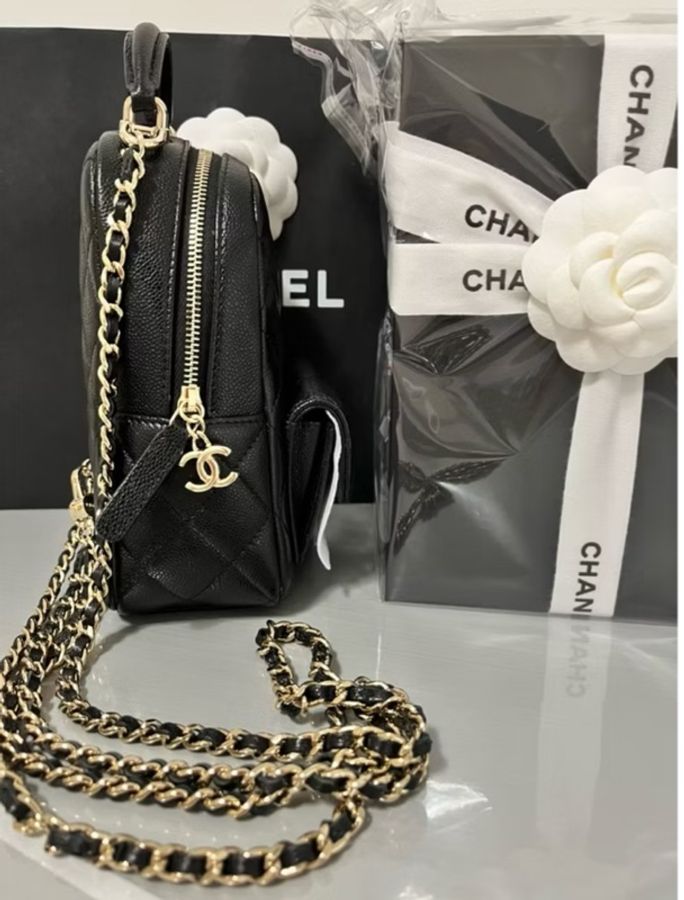 CHANEL香奈兒-黑金魚子醬迷你後背包 鏈帶小書包|全配|台灣專櫃購入-19