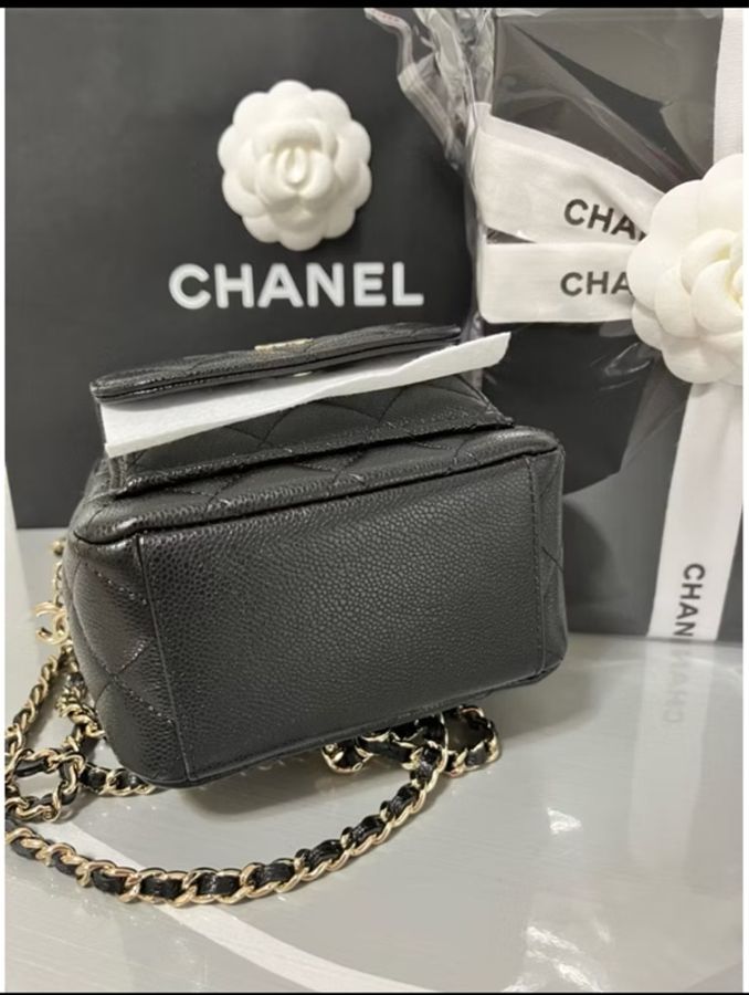 CHANEL香奈兒-黑金魚子醬迷你後背包 鏈帶小書包|全配|台灣專櫃購入-21