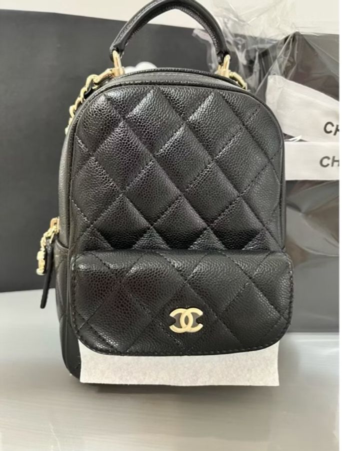CHANEL香奈兒-黑金魚子醬迷你後背包 鏈帶小書包|全配|台灣專櫃購入-24