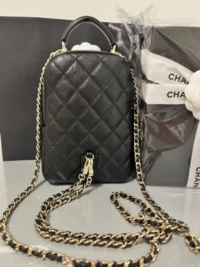CHANEL香奈兒-黑金魚子醬迷你後背包 鏈帶小書包|全配|台灣專櫃購入-32
