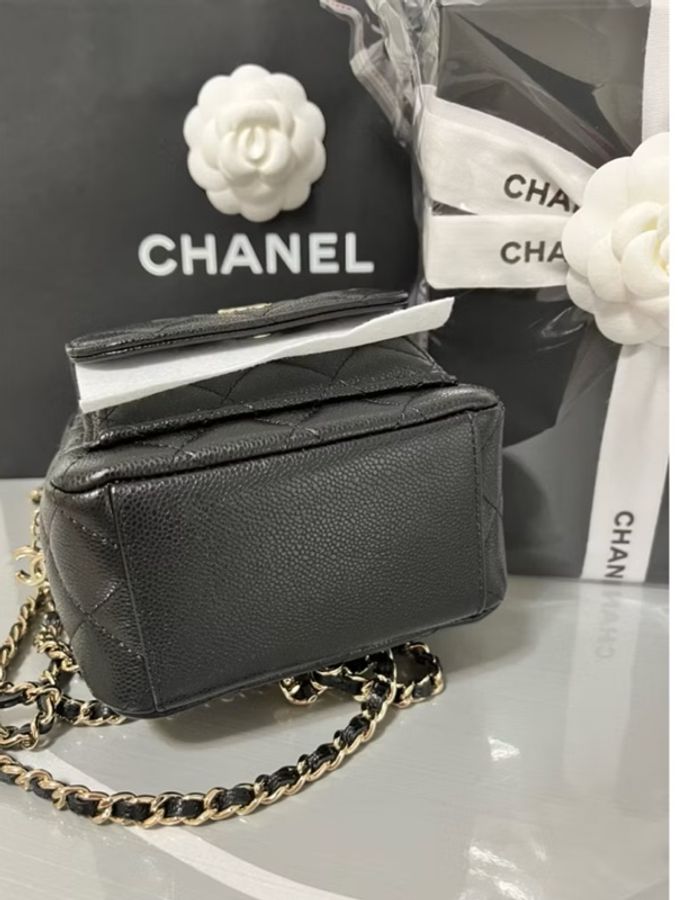 CHANEL香奈兒-黑金魚子醬迷你後背包 鏈帶小書包|全配|台灣專櫃購入-38