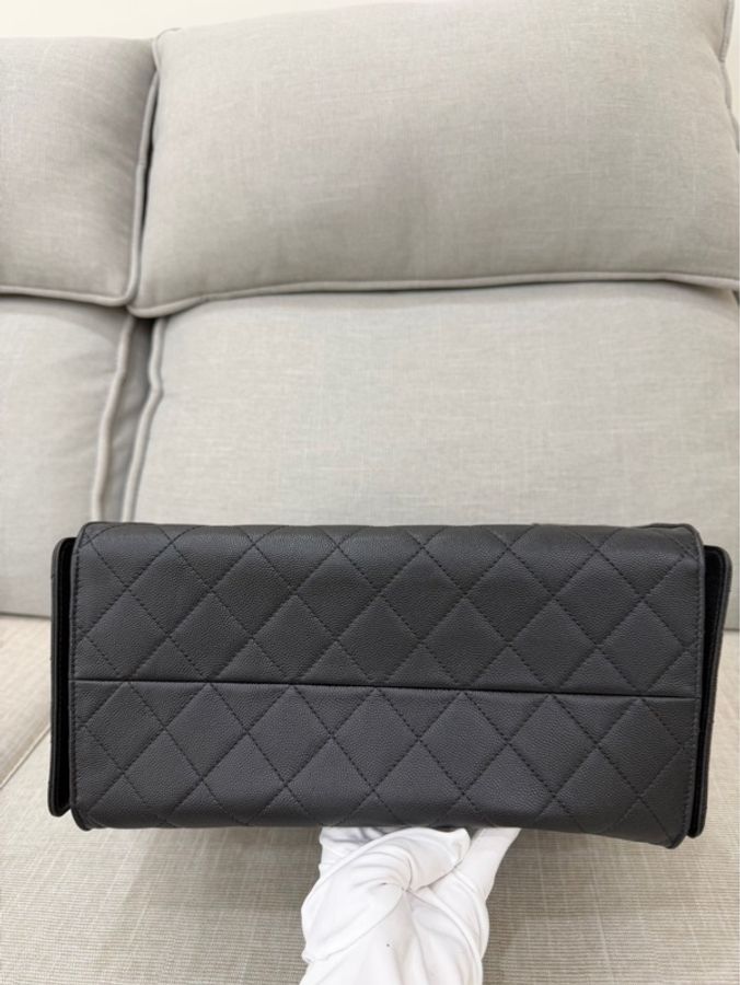 Chanel香奈兒25bag荔枝牛皮中號黑金-14