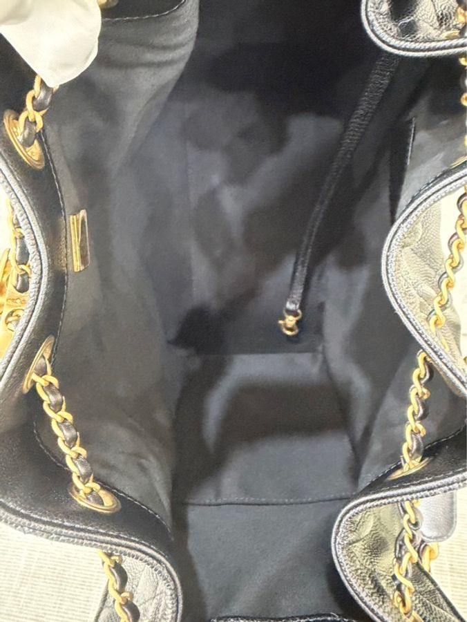 Chanel香奈兒25bag荔枝牛皮中號黑金-29