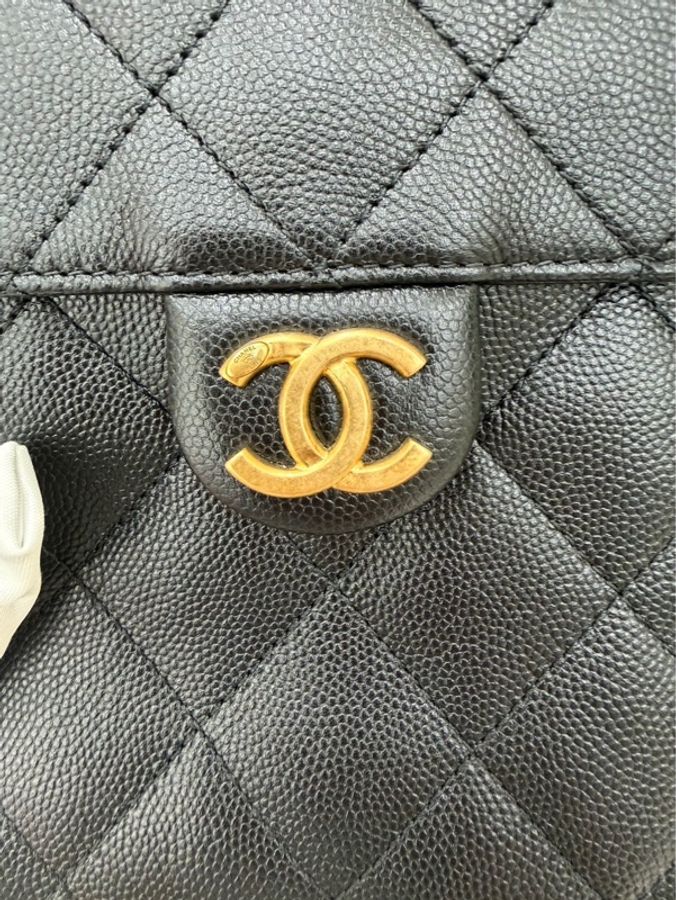 Chanel香奈兒25bag荔枝牛皮中號黑金-45