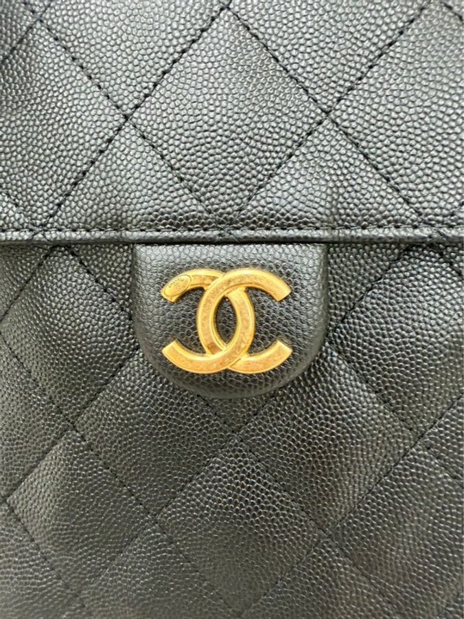 Chanel香奈兒25bag荔枝牛皮中號黑金-46