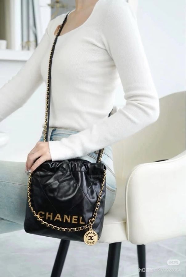 香奈兒chanel 22bag mini黑金#全新#-1