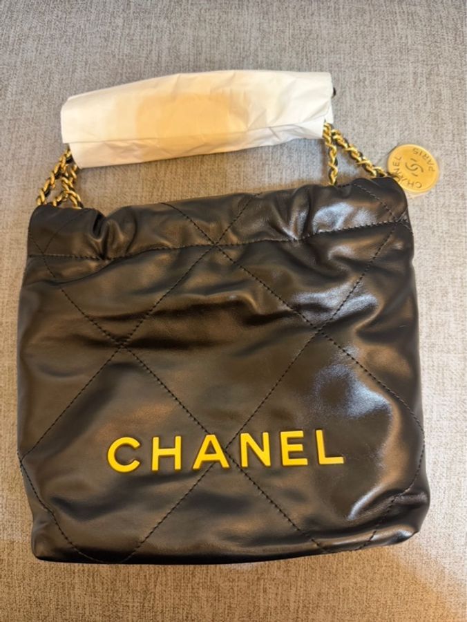 香奈兒chanel 22bag mini黑金#全新#-4