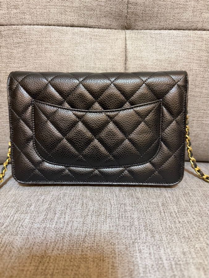 香奈兒 Chanel 荔枝紋牛皮 WOC 黑色 金釦-8
