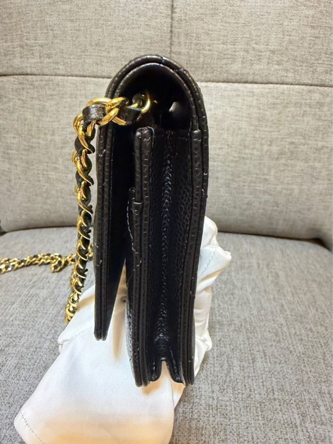 香奈兒 Chanel 荔枝紋牛皮 WOC 黑色 金釦-10