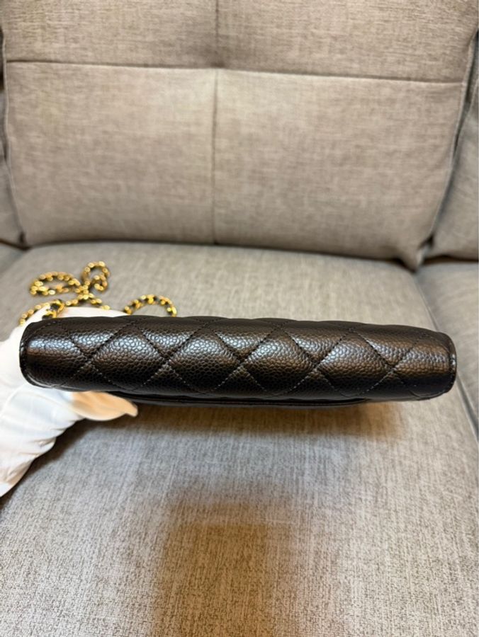 香奈兒 Chanel 荔枝紋牛皮 WOC 黑色 金釦-16
