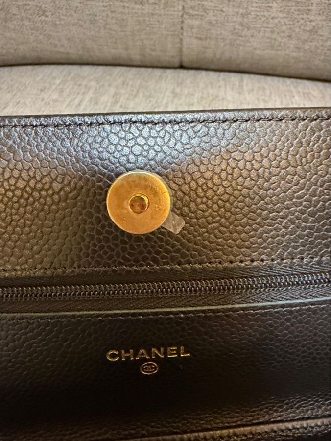 香奈兒 Chanel 荔枝紋牛皮 WOC 黑色 金釦-21