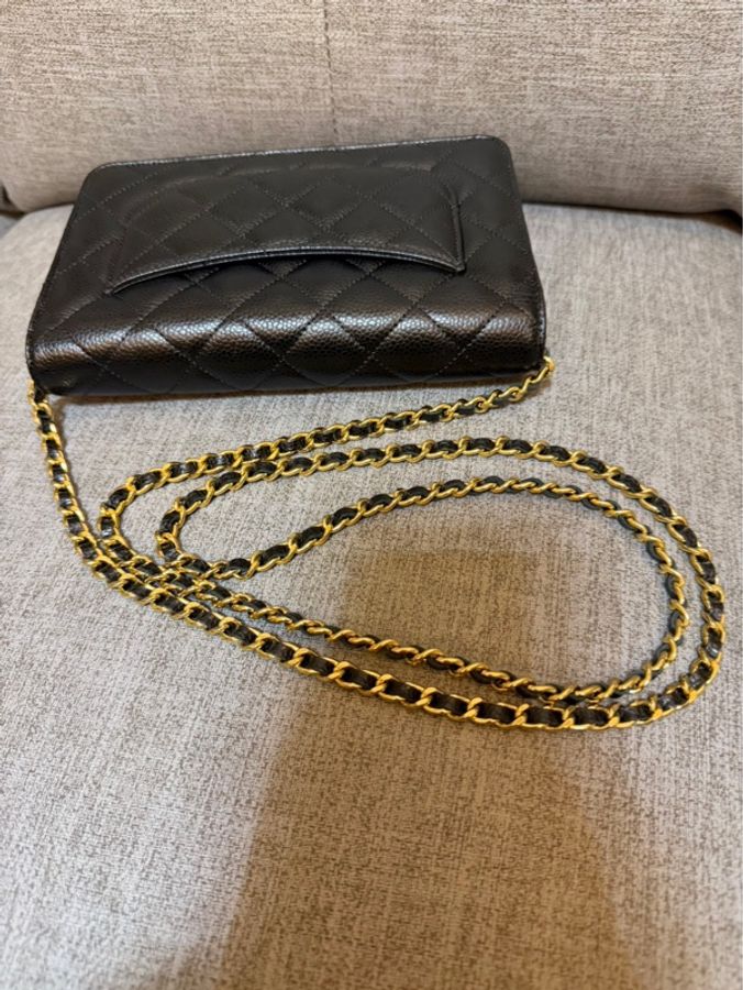 香奈兒 Chanel 荔枝紋牛皮 WOC 黑色 金釦-30