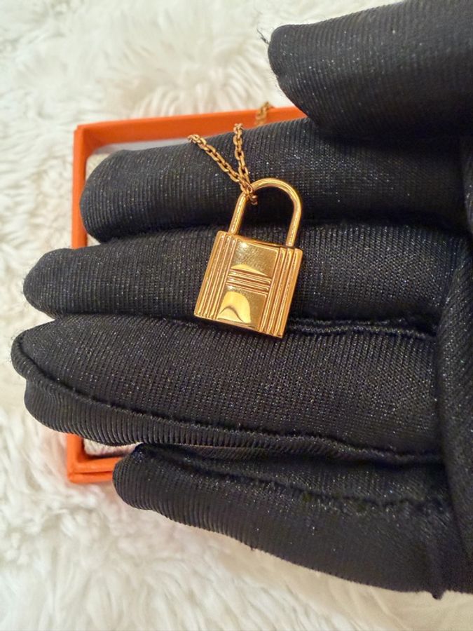 Hermes/ O Kelly 雙鎖頭項鍊/ 黑金-3
