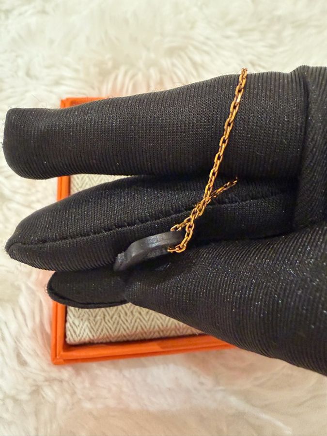 Hermes/ O Kelly 雙鎖頭項鍊/ 黑金-9