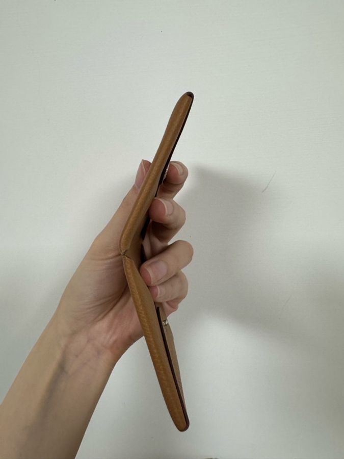 9成新 Hermès Calvi 卡夾 金棕 Gold Epsom 牛皮 銀釦|經典百搭色-3