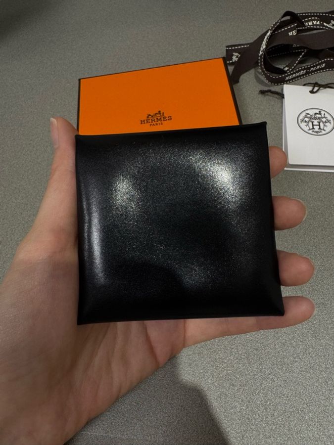 全新全套 愛馬仕 Hermès Bastia 零錢包 黑色 Box Calf Box 牛皮 法國製-4