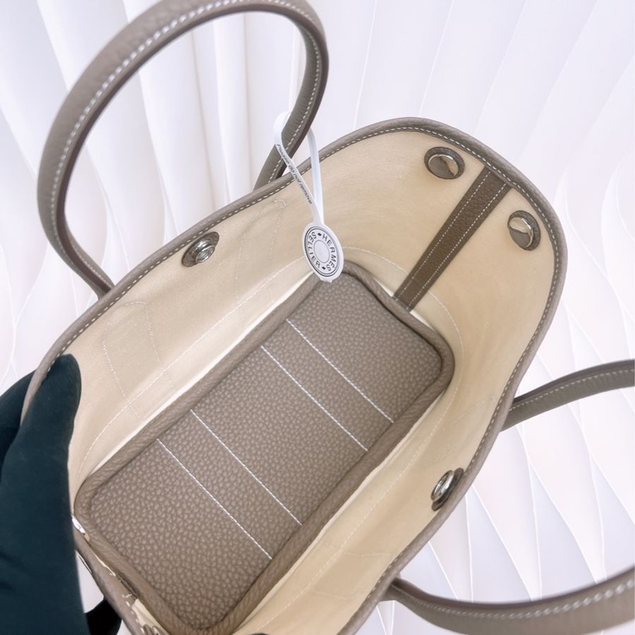 全新 Hermes 迷你花園包 大象灰拼香草 mini garden party G-8