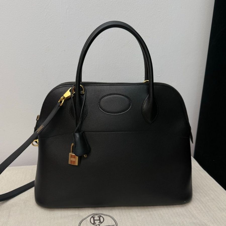 愛馬仕Hermes Bolide31 黑金evercalf皮 手提包-5