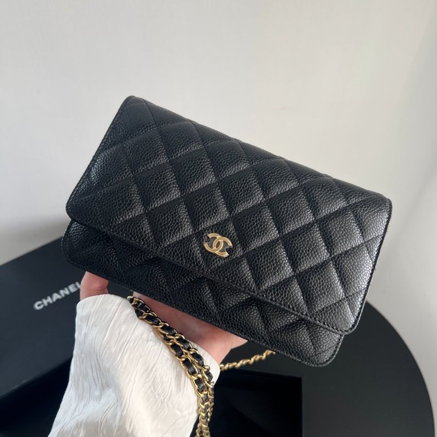 香奈兒/Chanel 黑金魚子醬woc鏈條包-5