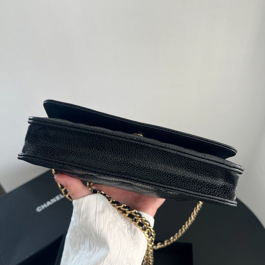 香奈兒/Chanel 黑金魚子醬woc鏈條包-7