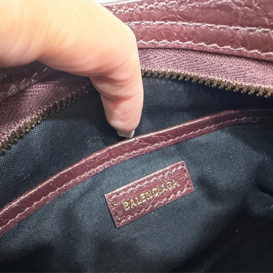 Balenciaga 巴黎世家 酒紅色 羊皮 Nano mini City 機車包 斜背包 手提包 肩背包-12