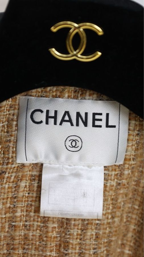 Chanel 03年黑橘粗花呢拼皮拉链皮衣外套FR34 23/12-7
