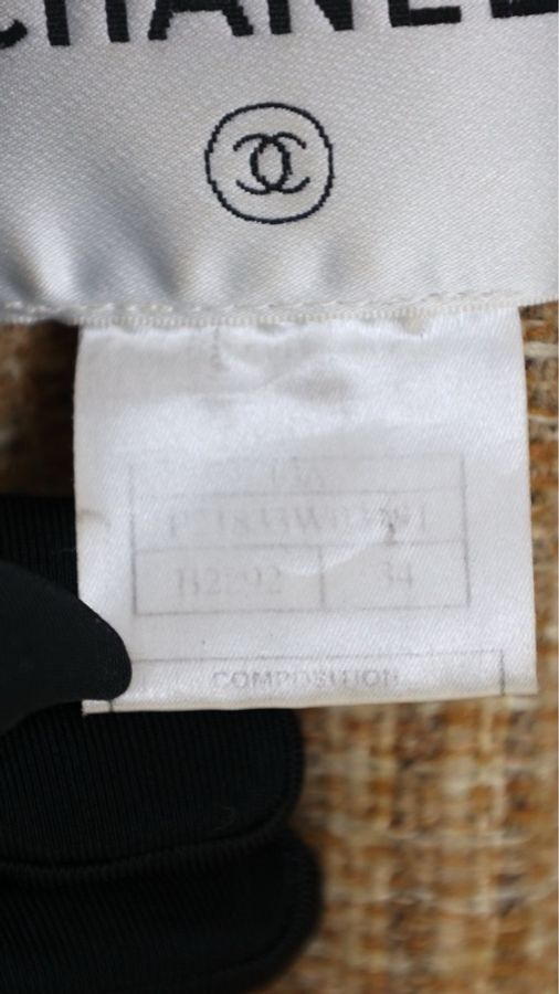 Chanel 03年黑橘粗花呢拼皮拉链皮衣外套FR34 23/12-26