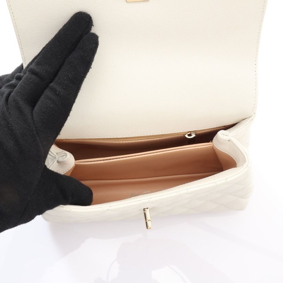 CHANEL 香奈兒 Coco Handle 兩用包 白色 牛皮 A92990 金扣 A92990-2