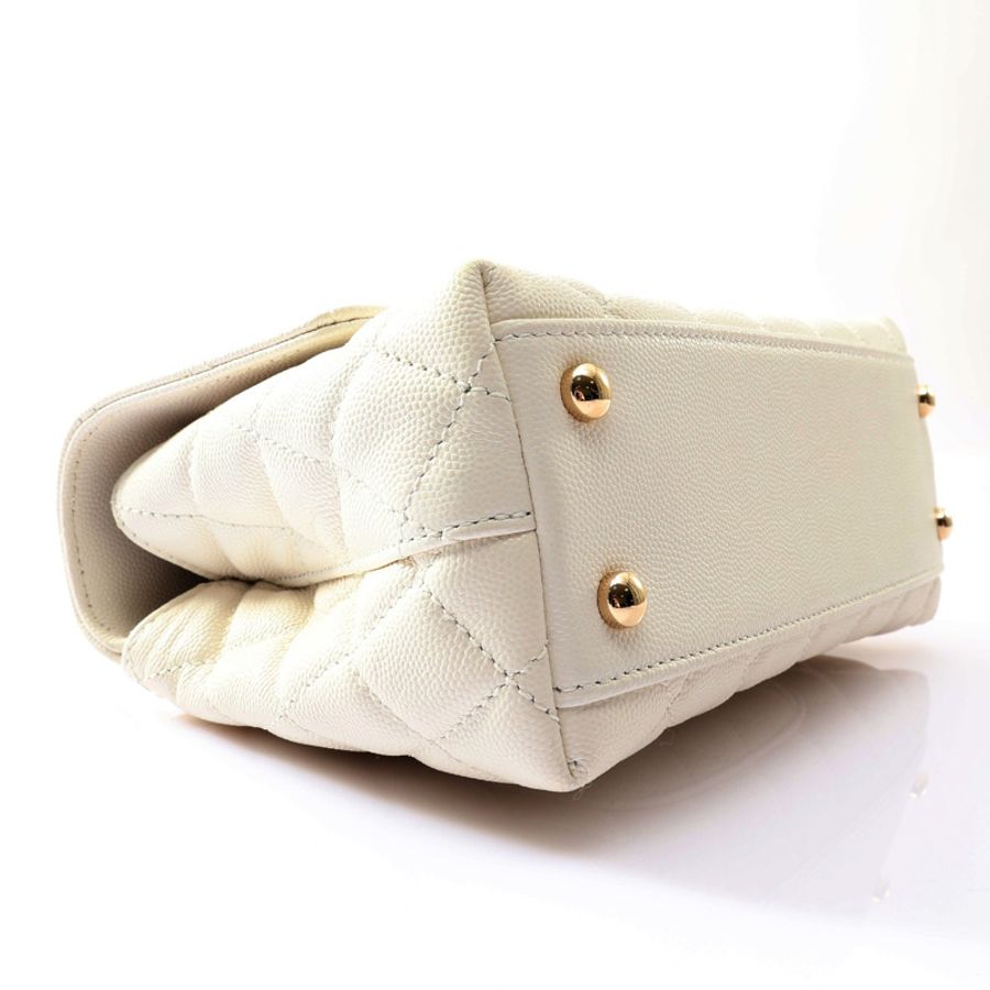 CHANEL 香奈兒 Coco Handle 兩用包 白色 牛皮 A92990 金扣 A92990-7