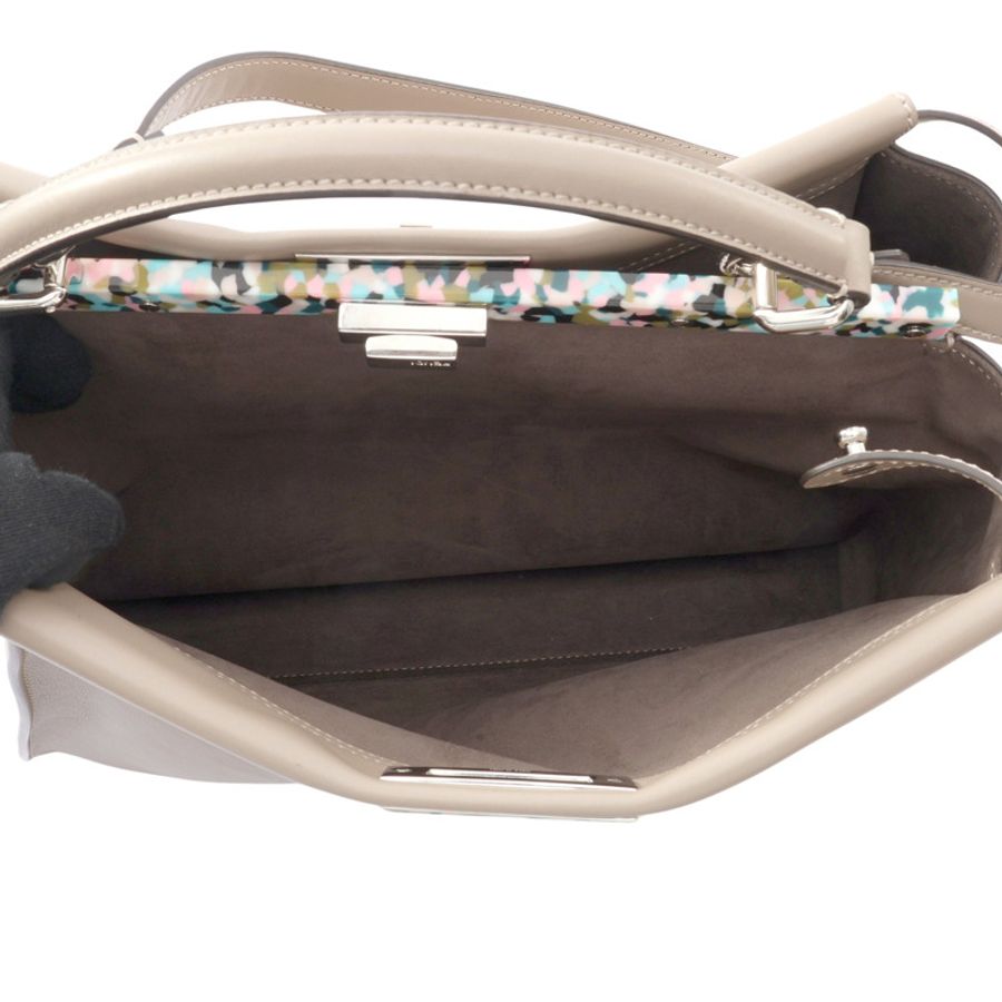 FENDI 芬迪 Peekaboo 兩用包 灰色 牛皮 8BN210-2
