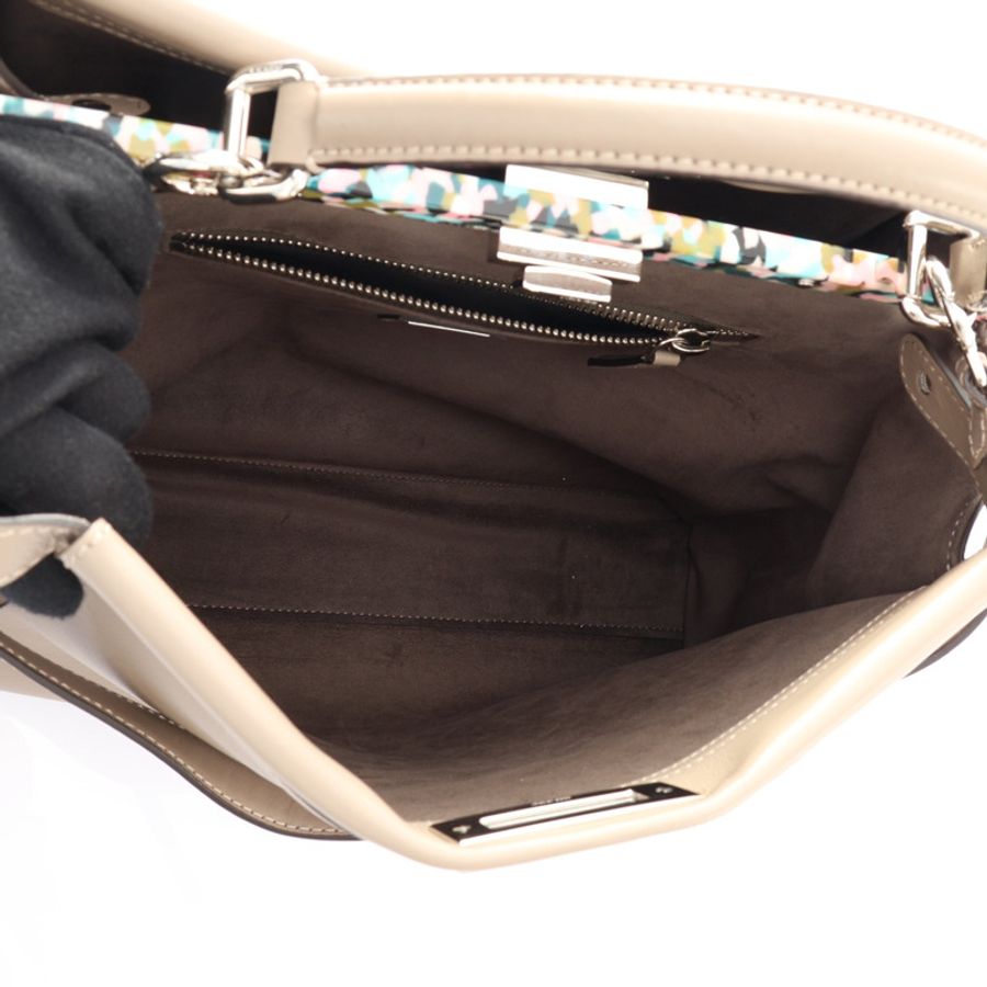 FENDI 芬迪 Peekaboo 兩用包 灰色 牛皮 8BN210-3