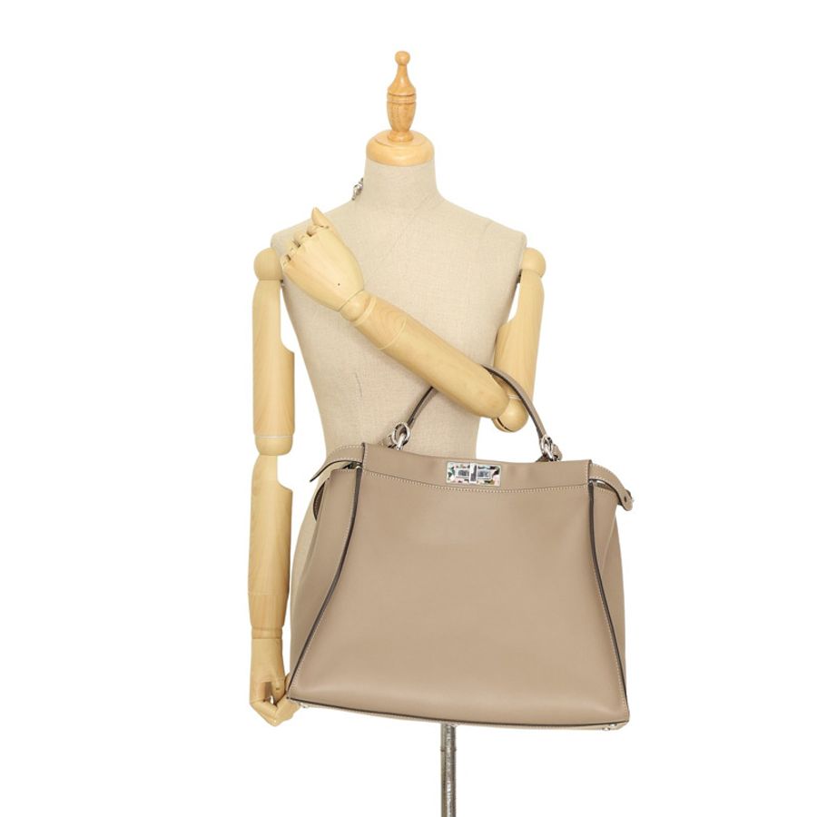 FENDI 芬迪 Peekaboo 兩用包 灰色 牛皮 8BN210-8