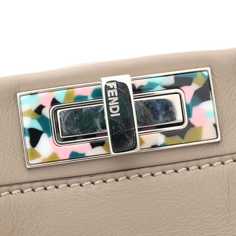 FENDI 芬迪 Peekaboo 兩用包 灰色 牛皮 8BN210-14