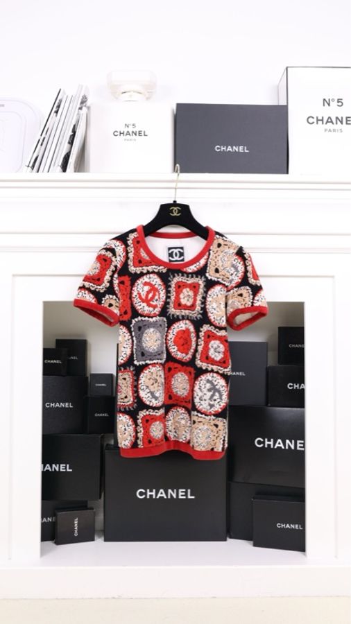 Chanel 09年春夏运动系列毛巾材质红色cc圆领短袖-0