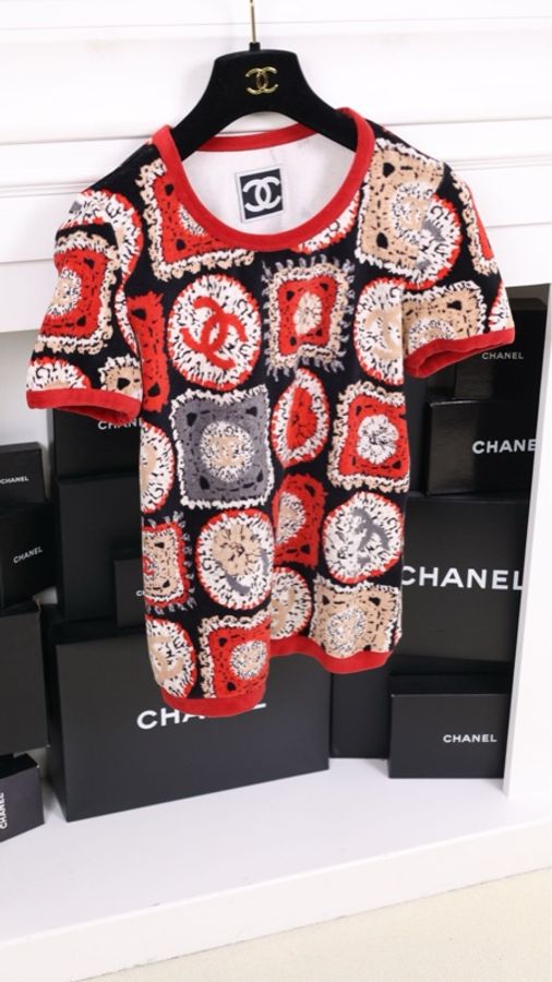 Chanel 09年春夏运动系列毛巾材质红色cc圆领短袖-2