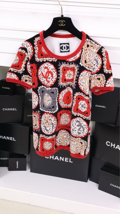 Chanel 09年春夏运动系列毛巾材质红色cc圆领短袖-3