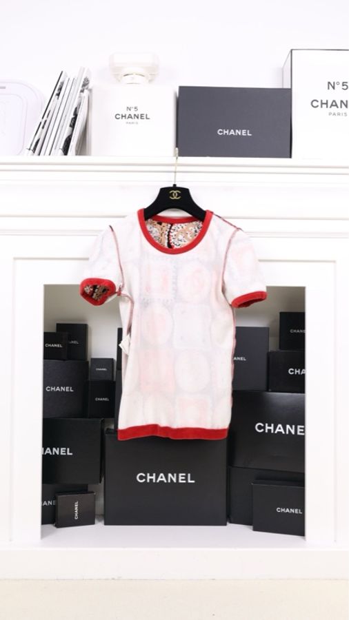 Chanel 09年春夏运动系列毛巾材质红色cc圆领短袖-5