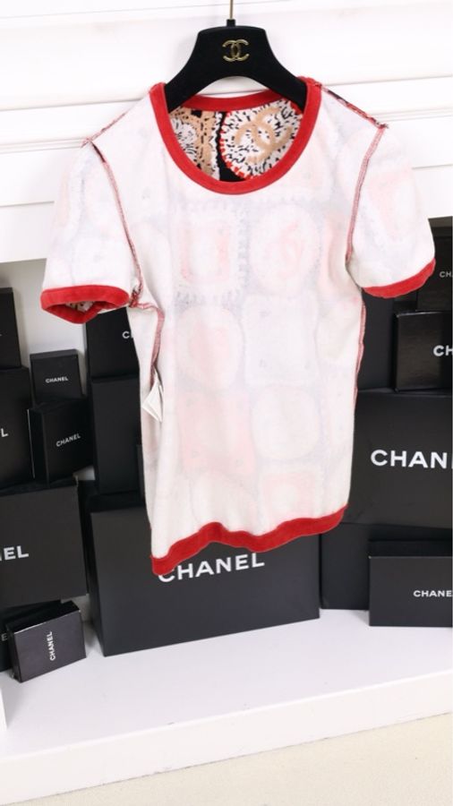 Chanel 09年春夏运动系列毛巾材质红色cc圆领短袖-7