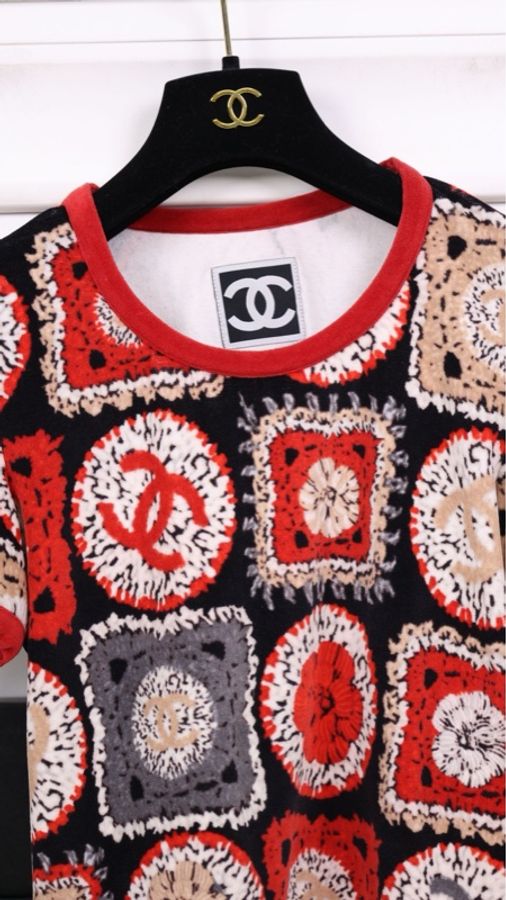 Chanel 09年春夏运动系列毛巾材质红色cc圆领短袖-8