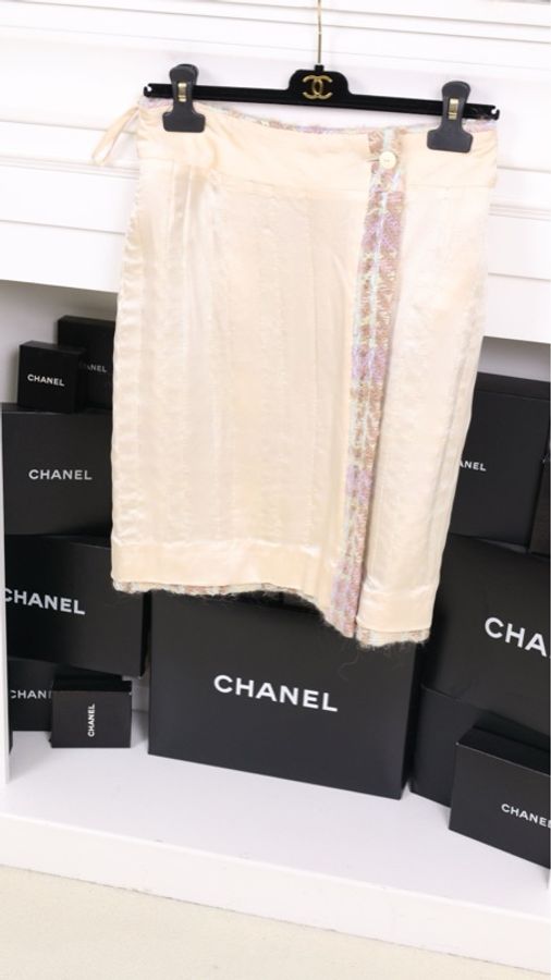 Chanel 紫咖色格纹crop短外套半裙套装-10