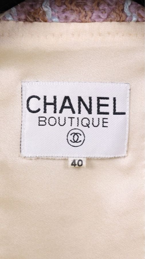 Chanel 紫咖色格纹crop短外套半裙套装-15